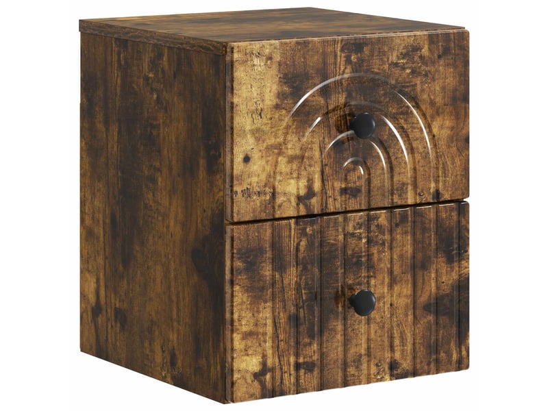  Table de chevet - cabinet de chevet - table de nuit mural chêne fumé 33 x 34,5 x 40 cm  - Conforama A