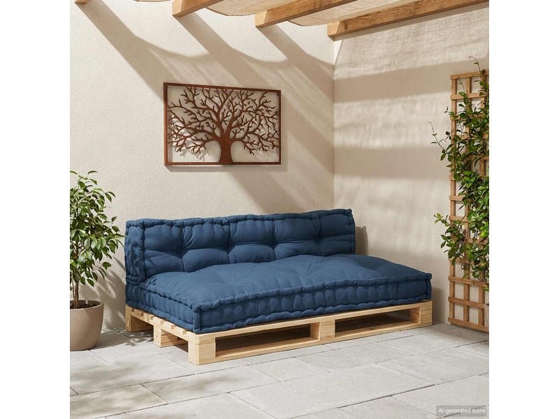  Coussin de canapé sur palette, coussin de chaise 2 pc tissu indigo cf54203  - Conforama C