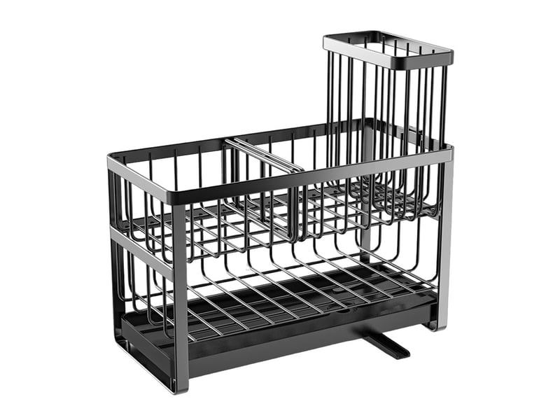 2 couches porte eponge evier cuisine, organisateur d'évier en acier au carbone organiseur d'évier amovible avec égouttoir brosse de nettoyage rack de  - Conforama A