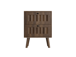Table de chevet 43,5x40x57,5 cm, 2 tiroirs, design rétro, meuble de chambre, style moderne, mdf et aggloméré, noyer