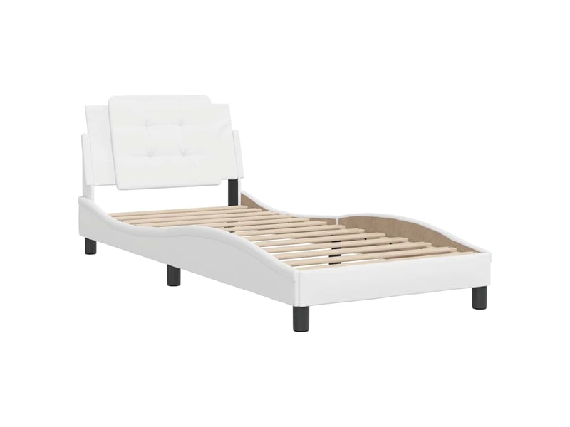 Lit simple- lit adulte - cadre de lit sans matelas zadar blanc 80x200 cm similicuir - Conforama B