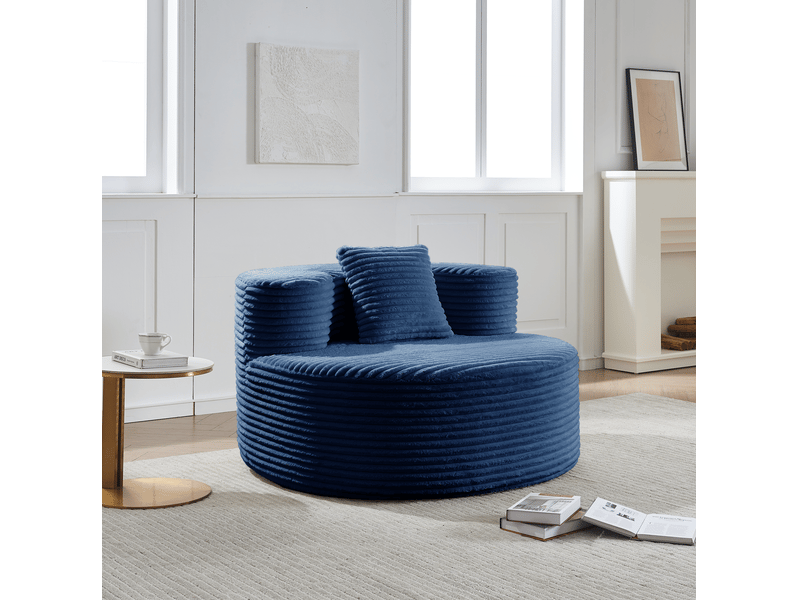  Fauteuil pouf ulevr cloud compressé en velours côtelé bleu, mousse haute densité, sans montage, 112 x 105 x 59 cm  - Conforama E