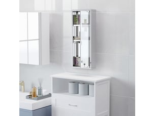 Armoire à pharmacie murale 20x12x58 cm argent, acier inoxydable avec porte verrouillable en verre dépoli