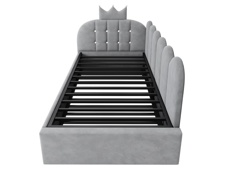  Canapé-lit de 90 × 200 cm, avec lit coulissant pouvant se transformer en lit d'appoint simple de 90 × 190 cm, forme en l, velours, gris  - Conforama R