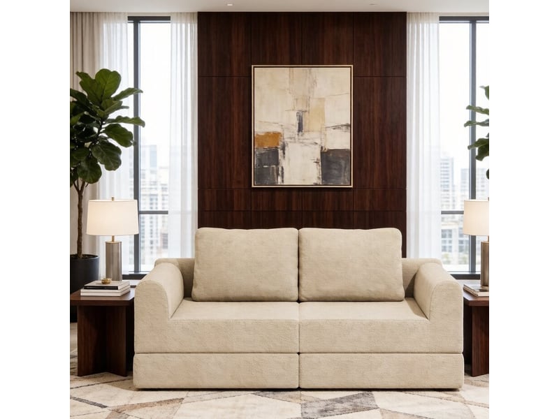  Chauffeuse convertible -160x143x54 cm - 1 place avec mousse mémoire de forme - fauteuil-lit pliable soutien dorsal - beige BUYDEEMEUS - Conforama E