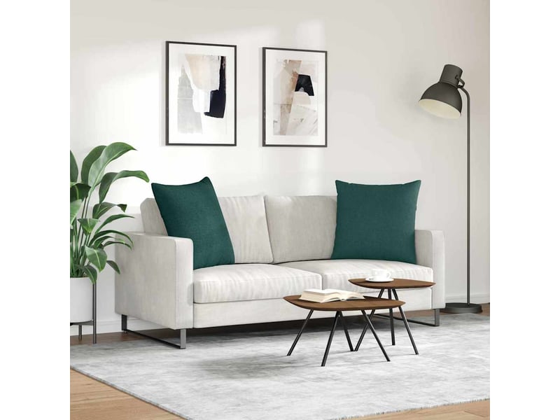  Lot de 2 coussins de canapé, coussins décoratifs tissu vert foncé 80 x 80 cm cf58992  - Conforama D