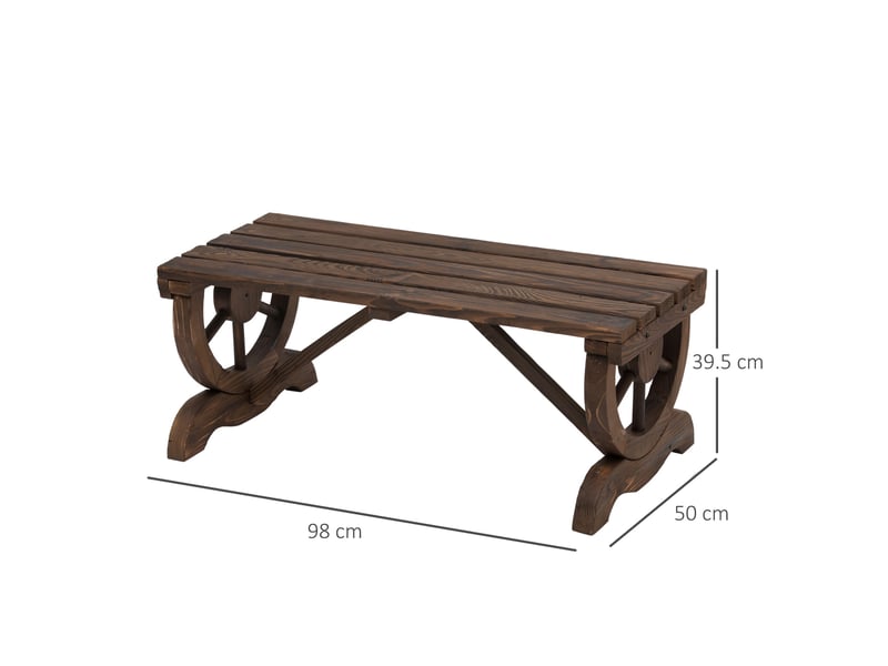  Banc de jardin rustique 2 places en bois de sapin marron 98 x 50 x 39,5 cm, résistant à l'eau et aux intempéries  - Conforama C