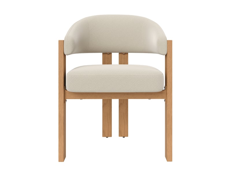 Chaise de salle à manger à dossier ergonomique, flanelle et métal, beige coloris naturel  - Conforama A