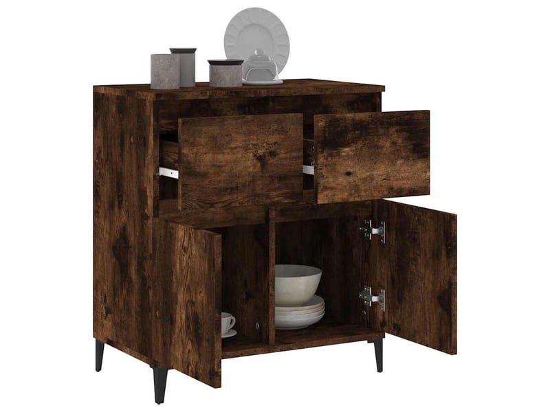  Buffet - bahut - meuble de rangement chêne fumé 60x35x70 cm bois d'ingénierie  - Conforama E
