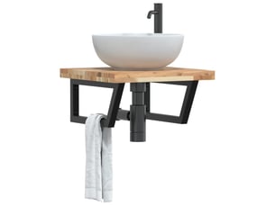 Étagère de vasque murale acier et bois massif d'acacia shl5755