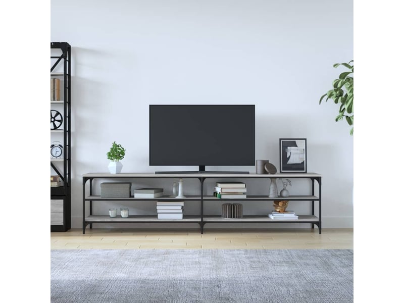  Meuble tv - banc tv - meuble de rangement sonoma gris 200x30x50 cm bois d'ingénierie et métal  - Conforama C
