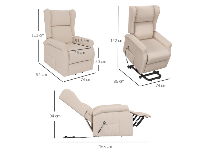  Fauteuil releveur électrique beige, fauteuil relax inclinable, repose-pieds réglable, pour salon et espace de repos senior  - Conforama C