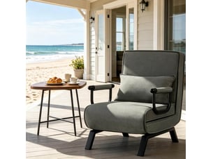 Fauteuil convertible 3 en 1 avec dossier réglable sur 5 positions et coussin amovible en lin gris