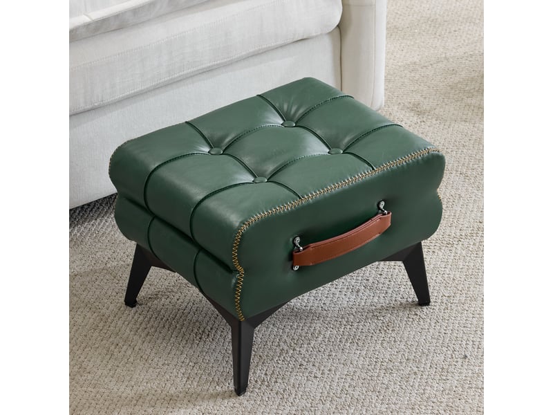  Repose-pieds portable en cuir vert avec pieds en métal. Repose-pieds multifonctionnel. Tabouret à langer polyvalent pour le salon et la chambre. DE-9818-GN - Conforama D