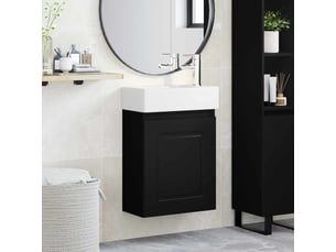 Meuble de rangement salle de bain avec robinet noir 45.5x22.5x84 cm shl6789