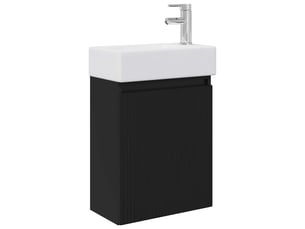 Meuble de rangement salle de bain avec robinet noir 45.5x22.5x84 cm shl1954