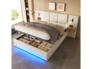 Lit coffre 160x200 cm <strong></strong>  <strong>Sol Morn</strong> coloris beige
