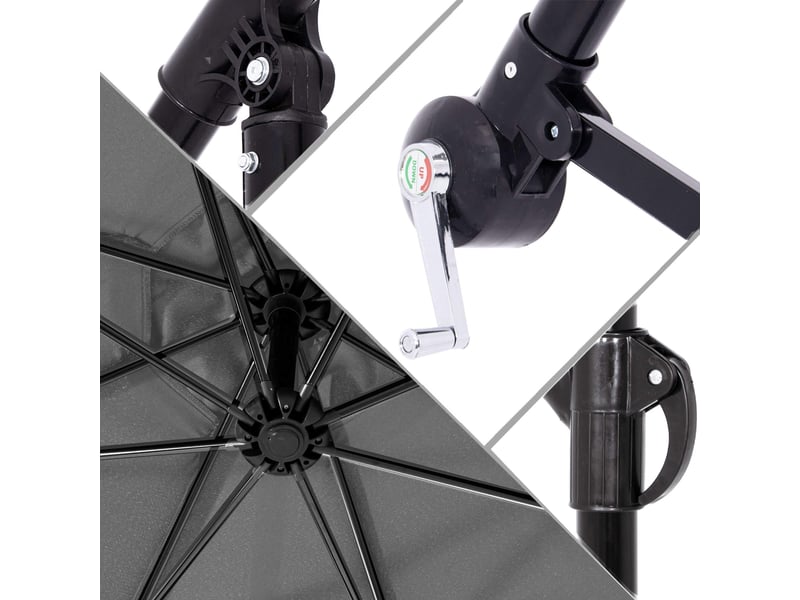  Parasol de jardin springos à bras déporté avec manivelle et housse incluse  - Conforama D