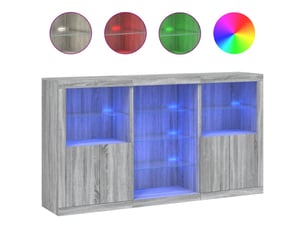Buffet - bahut - meuble de rangement avec lumières led sonoma gris 181,5x37x100 cm