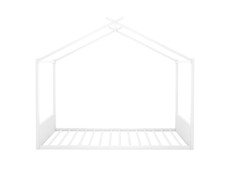  Lit enfant 140x200cm,lit 2 places,lit plat en métal,en forme de maison,blanc lit enfant blanc - Conforama D