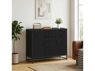 Buffet - bahut - meuble de rangement chêne noir 92 x 35 x 76 cm bois d'ingénierie