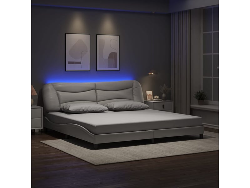  Lit adulte, lit double, cadre de lit avec led sans matelas hvar blanc 200x200cm cf590  - Conforama B
