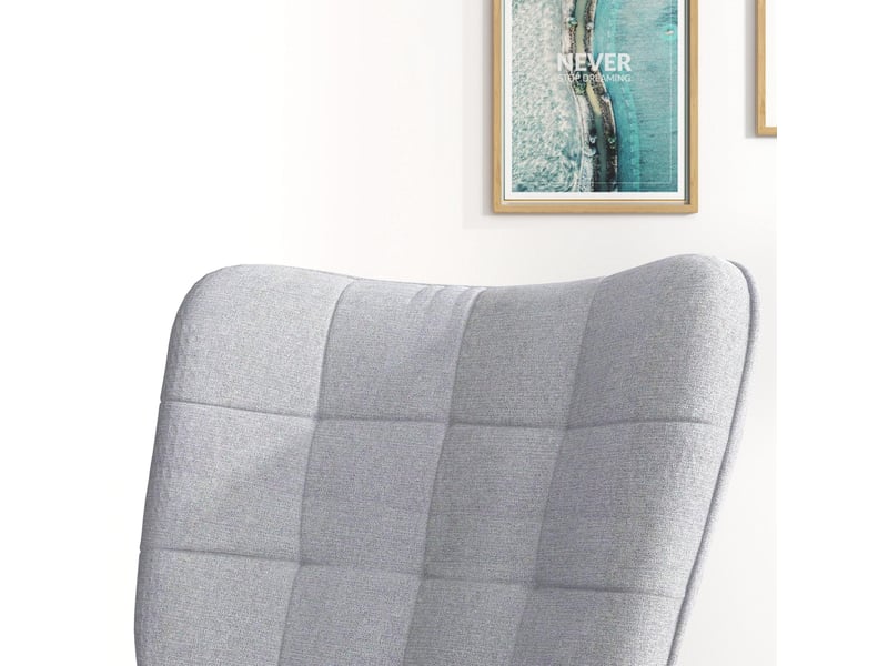  Fauteuil à bascule 64x89x90 cm avec repose-pieds, 130 kg, polyester, gris clair  - Conforama D