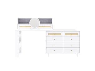 Coiffure avec armoire à bijoux et miroir, plateau en verre trempé pour chambre et dressing
