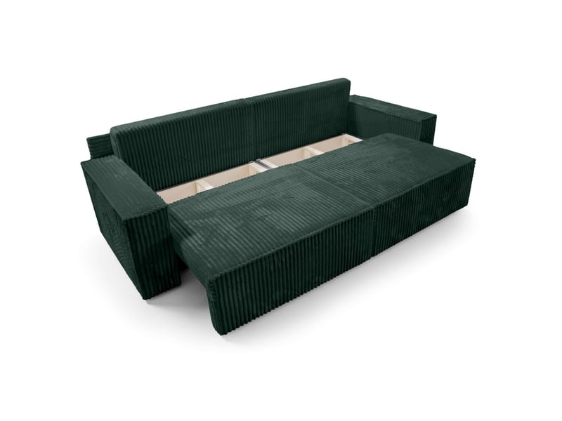 Farah - canapé droit assise profonde 3 places convertible en velours côtelé épais - Conforama D
