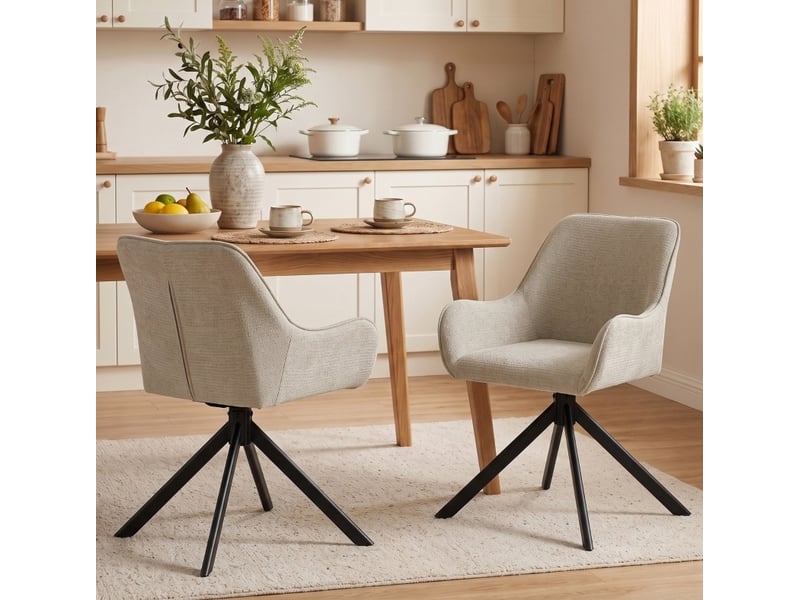  Lot de 2 chaises de salle à manger pivotantes 360° avec accoudoirs evryae  - Conforama B