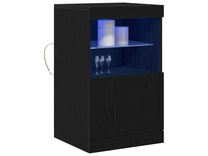  Buffet - bahut - meuble de rangement led chêne noir 41 x 37 x 67 cm bois d'ingénierie  - Conforama C
