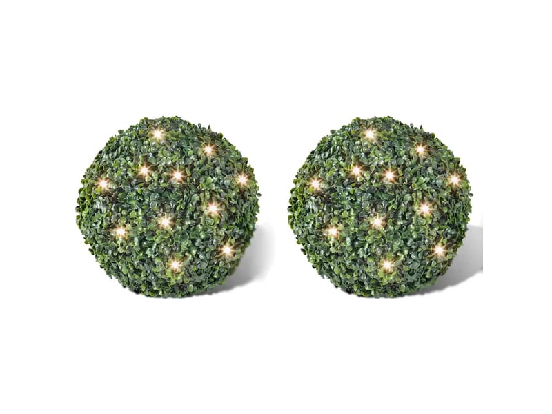  Lot de 2 boules 27 cm avec guirlande lumineuse solaire 24 led cf61784  - Conforama B