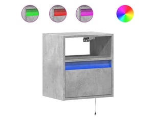 Vidaxl table chevet murale led gris béton 2 pièces meuble rangement 41x31x45cm chambre