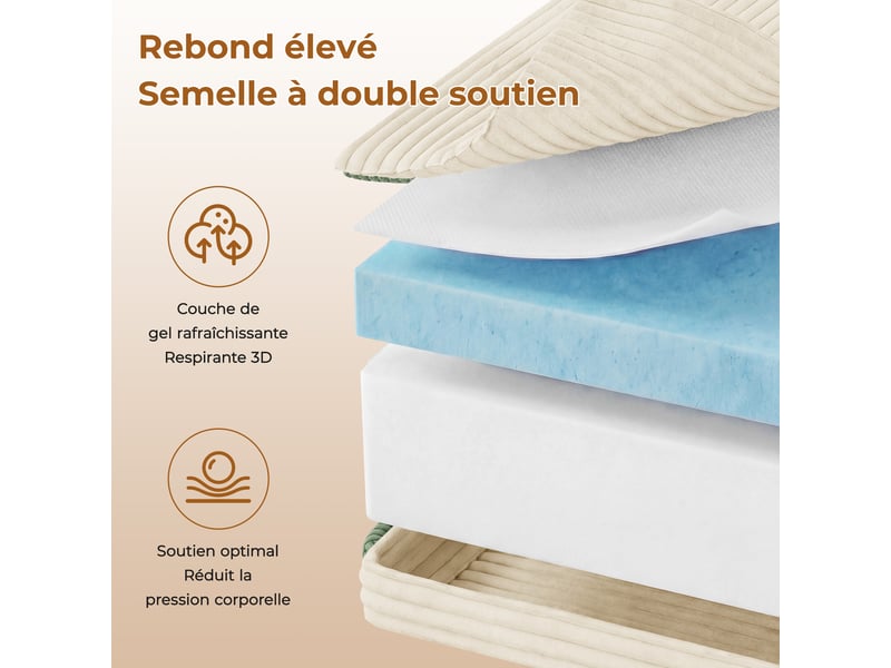  Canapé d'angle gauche modulaire 3 places compressé en velours côtelé,mousse haute densité,sans assemblage,canapé de salon,270x152x59cm,beige 270x152x59CM - Conforama C