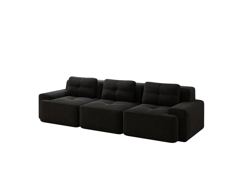  Canapé d'angle coin modulaire structure modulable tissu côtelé assise profonde montage sans assemblage couleur noire  - Conforama A