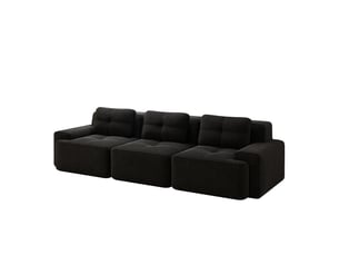 Canapé d'angle coin modulaire structure modulable tissu côtelé assise profonde montage sans assemblage couleur noire