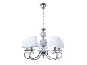 Fabrilamp ordoñez, lampe classique, 5xe14, chromé et blanc, 56-86 x 60 x 60 cm