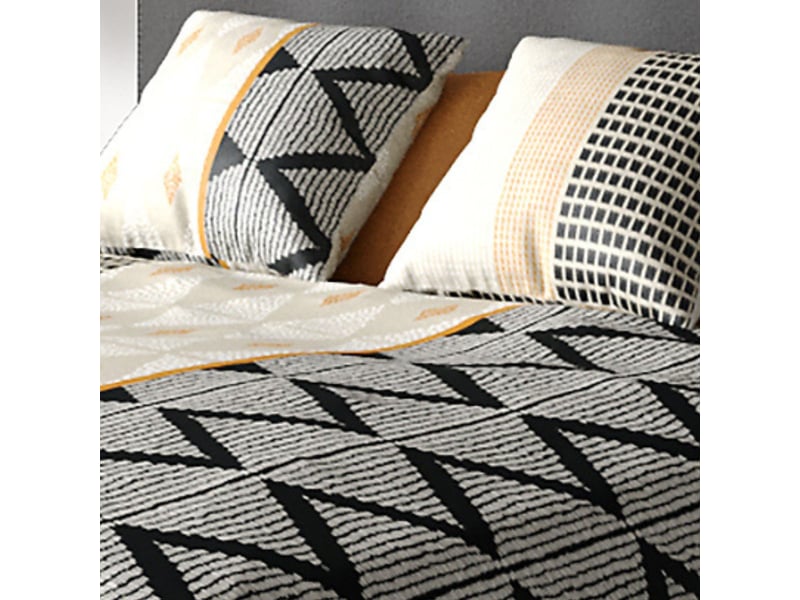  Parure housse de couette 260x240cm + 2 taies motif ethnique beige et noir 100% coton - diana DIANA - Conforama D