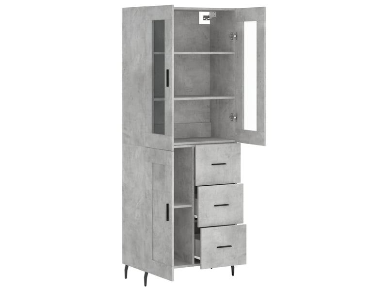  Buffet haut - bahut - meuble de rangement gris béton 69,5x34x180 cm bois d'ingénierie  - Conforama D