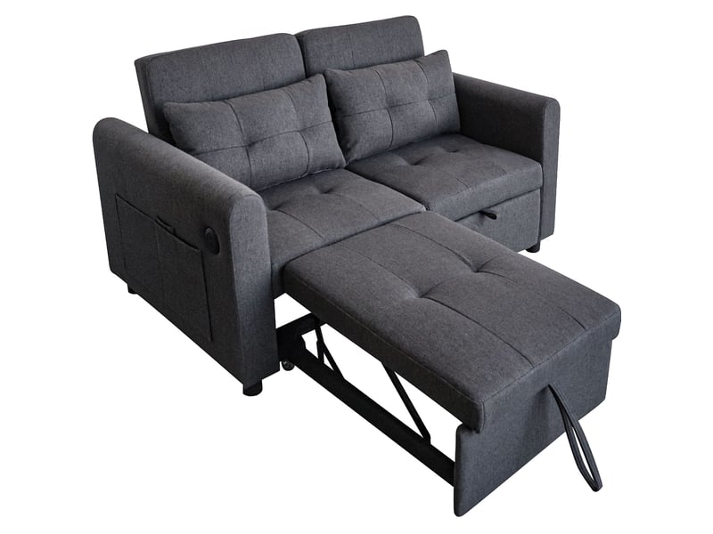  Canapé convertible modenvie 3 en 1 2 places gris usb 142 x 85 x 83 cm  - Conforama A