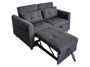 Canapé droit convertible <strong>MODENVIE</strong> <strong></strong> 2 places Coton / Lin gris