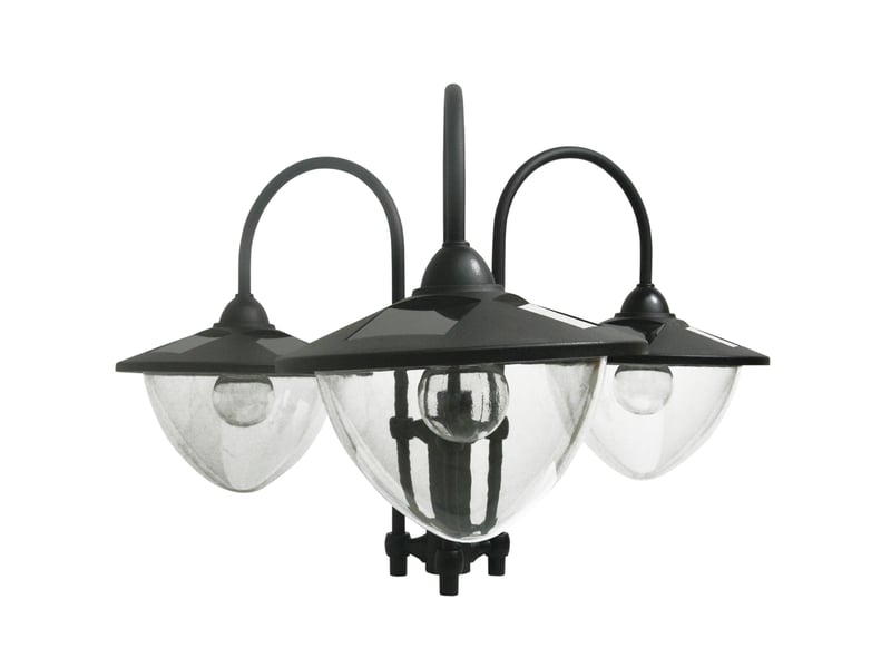  Lanterne solaire sur pied à 3 têtes 60x55x189 cm ip44 avec base cache-pot noir  - Conforama B