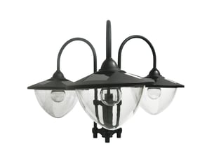 Lanterne solaire sur pied à 3 têtes 60x55x189 cm ip44 avec base cache-pot noir