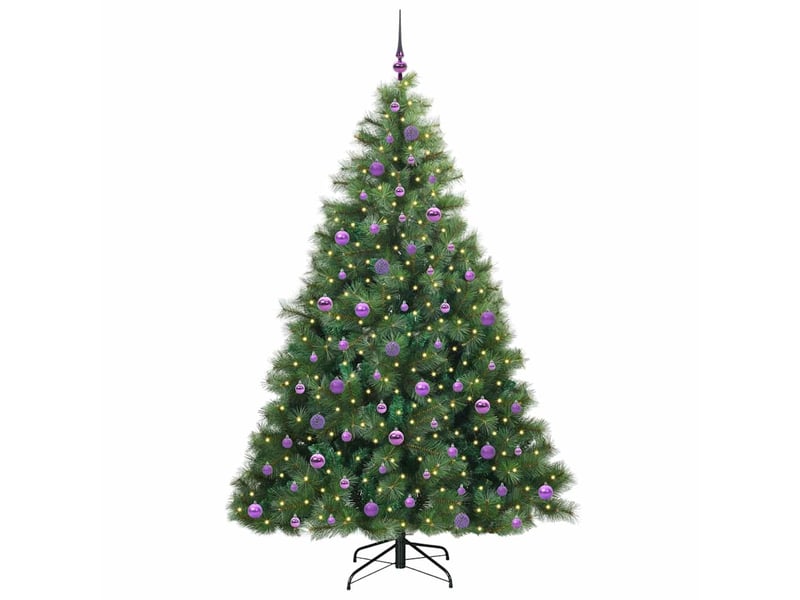  Sapin de noël artificiel, arbre de noël avec 300 led vert 210 cm pe et pvc shl3791  - Conforama C