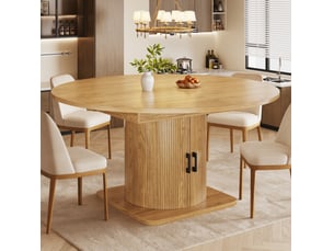 Table à manger extensible avec rangement 118-158x118x76 cm mdf brun clair