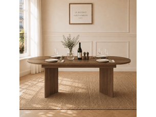 Table à manger extensible 160200 x 90 cm - 4 à 8 personnes - coins arrondis - noyer
