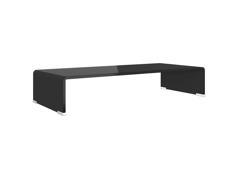  Meuble tv - banc tv - meuble de rangementsupport pour moniteur 70x30x13 cm verre noir  - Conforama A