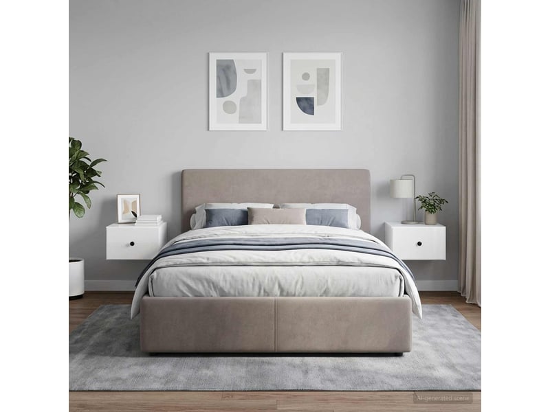  Table de chevet - cabinet de chevet - table de nuit mural 2 pc blanc brillant 34,5 x 33 x 20 cm  - Conforama C