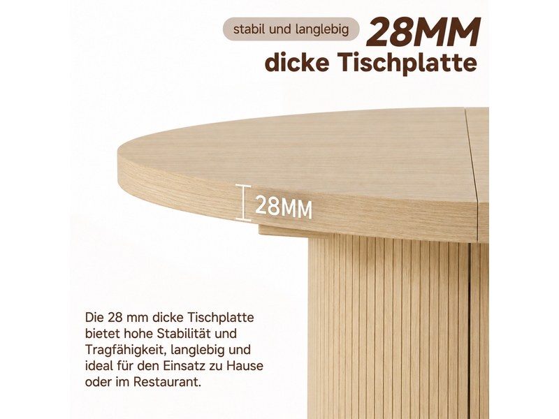  Table à manger extensible 90125160 x 90 cm, 4-8 personnes, chêne, mdf  - Conforama E