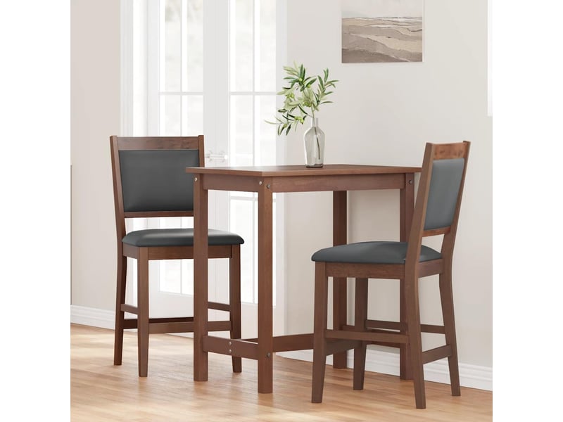  Lot de 2 tabouret de bar avec coussins en bois massif marron et caoutchouc shl84219  - Conforama C